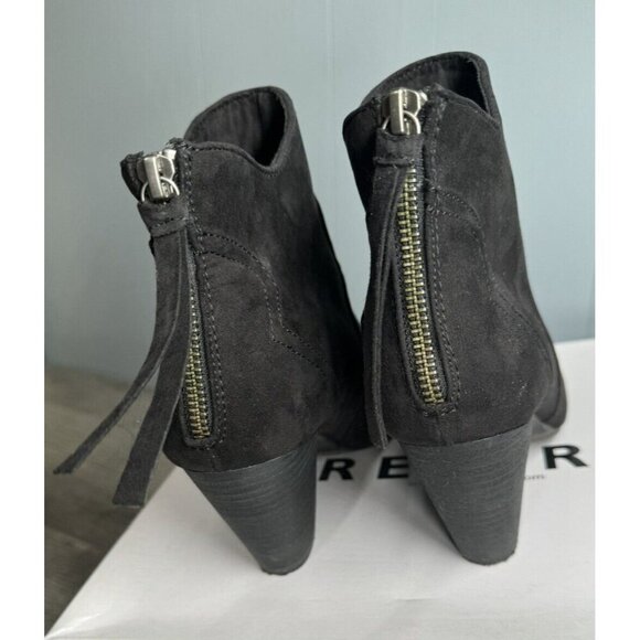 Report Martin Ankle‎ Boots Womens 7.5 Black Faux Suede Zip Back 3" Heel with Box - Picture 2 of 7